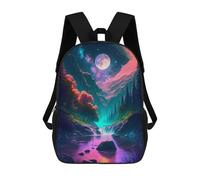 sinyumoney 3D Printed Backpack Enchanted Moonlit Valley Children's School Bags Book Bags Travel Lightweight Backpack Boys Girls School Bag for Middle School Students 17inch