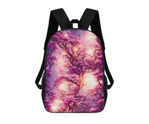 sinyumoney 3D Printed Backpack Enchanted Pink Blossom Forest Children's School Bags Book Bags Travel Lightweight Backpack Boys Girls School Bag for Middle School Students 17inch