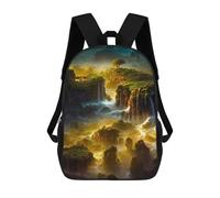 sinyumoney 3D Printed Backpack Enchanted Waterfall Landscape -2 Children's School Bags Rucksacks High Capacity Travel Kids School Bag Fashion Book Bags Boy Girl Back Pack 17inch
