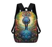 sinyumoney 3D Printed Backpack Fantasy Bird in Colorful Forest Children's School Bags Rucksacks High Capacity Travel Kids School Bag Fashion Book Bags Boy Girl Back Pack 17inch