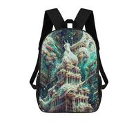sinyumoney 3D Printed Backpack Fantasy Crystal Palace -1 Children's School Bags Book Bags Travel Lightweight Backpack Boys Girls School Bag for Middle School Students 17inch