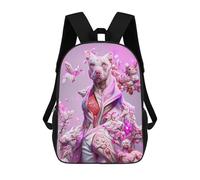 sinyumoney 3D Printed Backpack Fantasy Dog in Pink Blossoms Children's School Bags Rucksacks High Capacity Travel Kids School Bag Fashion Book Bags Boy Girl Back Pack 17inch