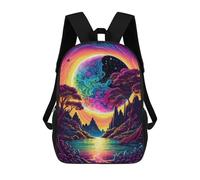 sinyumoney 3D Printed Backpack Fantasy Forest Moonlit Scene Children's School Bags Rucksacks High Capacity Travel Kids School Bag Fashion Book Bags Boy Girl Back Pack 17inch