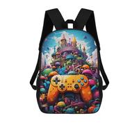 sinyumoney 3D Printed Backpack Fantasy Game Controller Cityscape Children's School Bags Rucksacks High Capacity Travel Kids School Bag Fashion Book Bags Boy Girl Back Pack 17inch