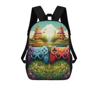 sinyumoney 3D Printed Backpack Fantasy Land with Game Controllers Children's School Bags Book Bags Travel Lightweight Backpack Boys Girls School Bag for Middle School Students 17inch