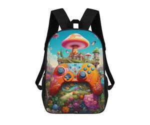 sinyumoney 3D Printed Backpack Fantasy Mushroom Kingdom Children's School Bags Book Bags Travel Lightweight Backpack Boys Girls School Bag for Middle School Students 17inch