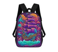 sinyumoney 3D Printed Backpack Fantasy Sailing Ship -7 Children's School Bags Rucksacks High Capacity Travel Kids School Bag Fashion Book Bags Boy Girl Back Pack 17inch