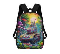 sinyumoney 3D Printed Backpack Fantasy Tank in Enchanted Forest Children's School Bags Book Bags Travel Lightweight Backpack Boys Girls School Bag for Middle School Students 17inch