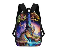 sinyumoney 3D Printed Backpack Fantasy World with Tree Castle Children's School Bags Rucksacks High Capacity Travel Kids School Bag Fashion Book Bags Boy Girl Back Pack 17inch