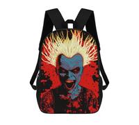 sinyumoney 3D Printed Backpack Fiery Blue Figure with Tattoos Children's School Bags Rucksacks High Capacity Travel Kids School Bag Fashion Book Bags Boy Girl Back Pack 17inch