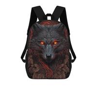 sinyumoney 3D Printed Backpack Fiery Wolf Portrait -2 Children's School Bags Rucksacks High Capacity Travel Kids School Bag Fashion Book Bags Boy Girl Back Pack 17inch