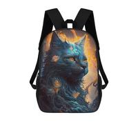 sinyumoney 3D Printed Backpack Flame-Furred Feline Fantasy Children's School Bags Rucksacks High Capacity Travel Kids School Bag Fashion Book Bags Boy Girl Back Pack 17inch