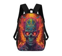 sinyumoney 3D Printed Backpack Flaming Skull Artwork -7 Children's School Bags Rucksacks High Capacity Travel Kids School Bag Fashion Book Bags Boy Girl Back Pack 17inch