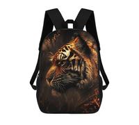 sinyumoney 3D Printed Backpack Flaming Tiger in Forest Children's School Bags Book Bags Travel Lightweight Backpack Boys Girls School Bag for Middle School Students 17inch