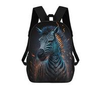 sinyumoney 3D Printed Backpack Flaming Zebra Art Print -5 Children's School Bags Rucksacks High Capacity Travel Kids School Bag Fashion Book Bags Boy Girl Back Pack 17inch