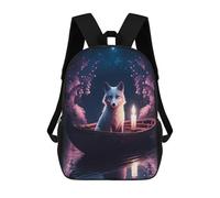 sinyumoney 3D Printed Backpack Fox in A Boat with Candle Children's School Bags Rucksacks High Capacity Travel Kids School Bag Fashion Book Bags Boy Girl Back Pack 17inch