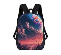 sinyumoney 3D Printed Backpack Galactic Cityscape -6 Children's School Bags Book Bags Travel Lightweight Backpack Boys Girls School Bag for Middle School Students 17inch