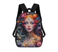 sinyumoney 3D Printed Backpack Galactic Floral Dream Children's School Bags Book Bags Travel Lightweight Backpack Boys Girls School Bag for Middle School Students 17inch