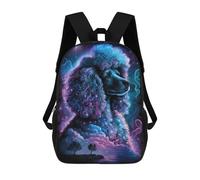 sinyumoney 3D Printed Backpack Galactic Poodle Portrait Children's School Bags Rucksacks High Capacity Travel Kids School Bag Fashion Book Bags Boy Girl Back Pack 17inch