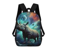 sinyumoney 3D Printed Backpack Galactic Rhino Majesty Children's School Bags Book Bags Travel Lightweight Backpack Boys Girls School Bag for Middle School Students 17inch
