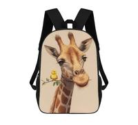 sinyumoney 3D Printed Backpack Giraffe with Yellow Chick on Branch Children's School Bags Book Bags Travel Lightweight Backpack Boys Girls School Bag for Middle School Students 17inch
