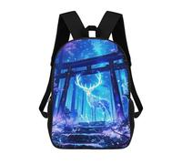 sinyumoney 3D Printed Backpack Glowing Deer in Forest Shrine Children's School Bags Book Bags Travel Lightweight Backpack Boys Girls School Bag for Middle School Students 17inch