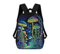 sinyumoney 3D Printed Backpack Glowing Forest Mushrooms Children's School Bags Rucksacks High Capacity Travel Kids School Bag Fashion Book Bags Boy Girl Back Pack 17inch