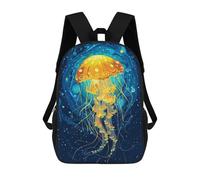 sinyumoney 3D Printed Backpack Glowing Jellyfish in Deep Blue Sea Children's School Bags Rucksacks High Capacity Travel Kids School Bag Fashion Book Bags Boy Girl Back Pack 17inch