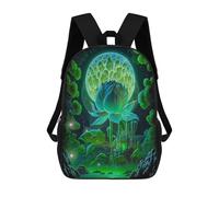 sinyumoney 3D Printed Backpack Glowing Lotus Night Scene Children's School Bags Book Bags Travel Lightweight Backpack Boys Girls School Bag for Middle School Students 17inch