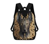 sinyumoney 3D Printed Backpack Golden Egyptian Dog Portrait Children's School Bags Rucksacks High Capacity Travel Kids School Bag Fashion Book Bags Boy Girl Back Pack 17inch
