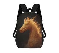 sinyumoney 3D Printed Backpack Golden Horse with Crown Children's School Bags Book Bags Travel Lightweight Backpack Boys Girls School Bag for Middle School Students 17inch