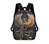 sinyumoney 3D Printed Backpack Golden Phoenix Artwork-4 Children's School Bags Rucksacks High Capacity Travel Kids School Bag Fashion Book Bags Boy Girl Back Pack 17inch