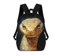 sinyumoney 3D Printed Backpack Golden Snake Portrait Animal Children's School Bags Book Bags Travel Lightweight Backpack Boys Girls School Bag for Middle School Students 17inch