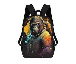 sinyumoney 3D Printed Backpack Gorilla Astronaut in Space Children's School Bags Rucksacks High Capacity Travel Kids School Bag Fashion Book Bags Boy Girl Back Pack 17inch