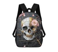 sinyumoney 3D Printed Backpack Gothic Skull with Flowers Art Print-1 Children's School Bags Book Bags Travel Lightweight Backpack Boys Girls School Bag for Middle School Students 17inch