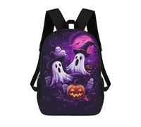 sinyumoney 3D Printed Backpack Halloween Ghosts And Pumpkins Children's School Bags Book Bags Travel Lightweight Backpack Boys Girls School Bag for Middle School Students 17inch
