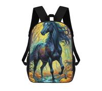 sinyumoney 3D Printed Backpack Halloween Horse in Autumn Forest Children's School Bags Rucksacks High Capacity Travel Kids School Bag Fashion Book Bags Boy Girl Back Pack 17inch