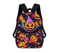 sinyumoney 3D Printed Backpack Halloween Pumpkin Party -2 Children's School Bags Rucksacks High Capacity Travel Kids School Bag Fashion Book Bags Boy Girl Back Pack 17inch