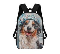 sinyumoney 3D Printed Backpack Happy Wet Dog with Hat Children's School Bags Rucksacks High Capacity Travel Kids School Bag Fashion Book Bags Boy Girl Back Pack 17inch