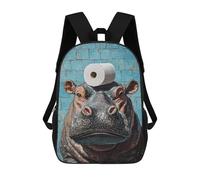 sinyumoney 3D Printed Backpack Hippos Love Toilet Paper Children's School Bags Rucksacks High Capacity Travel Kids School Bag Fashion Book Bags Boy Girl Back Pack 17inch