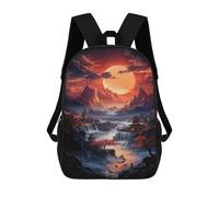sinyumoney 3D Printed Backpack Japanese Waterfall Village Children's School Bags Rucksacks High Capacity Travel Kids School Bag Fashion Book Bags Boy Girl Back Pack 17inch