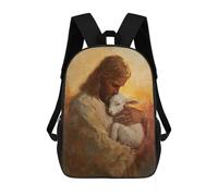 sinyumoney 3D Printed Backpack Jesus Holding Lamb Painting-3 Children's School Bags Rucksacks High Capacity Travel Kids School Bag Fashion Book Bags Boy Girl Back Pack 17inch