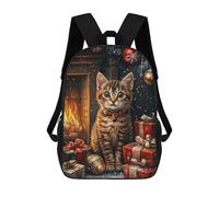 sinyumoney 3D Printed Backpack Kitten by The Fireplace Children's School Bags Book Bags Travel Lightweight Backpack Boys Girls School Bag for Middle School Students 17inch