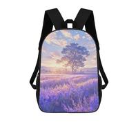 sinyumoney 3D Printed Backpack Lavender Field Sunset Children's School Bags Rucksacks High Capacity Travel Kids School Bag Fashion Book Bags Boy Girl Back Pack 17inch