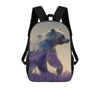 sinyumoney 3D Printed Backpack Lavender Field with Bear Children's School Bags Rucksacks High Capacity Travel Kids School Bag Fashion Book Bags Boy Girl Back Pack 17inch
