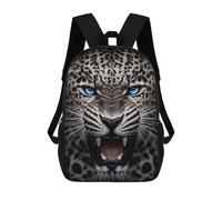 sinyumoney 3D Printed Backpack Leopard with Blue Eyes Roaring Children's School Bags Rucksacks High Capacity Travel Kids School Bag Fashion Book Bags Boy Girl Back Pack 17inch