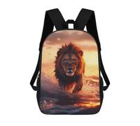 sinyumoney 3D Printed Backpack Lion in Water at Sunset Children's School Bags Rucksacks High Capacity Travel Kids School Bag Fashion Book Bags Boy Girl Back Pack 17inch