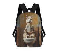 sinyumoney 3D Printed Backpack Llama Reading Newspaper on Toilet Children's School Bags Rucksacks High Capacity Travel Kids School Bag Fashion Book Bags Boy Girl Back Pack 17inch