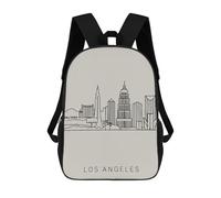 sinyumoney 3D Printed Backpack Los Angeles Skyline Minimalist Art Children's School Bags Rucksacks High Capacity Travel Kids School Bag Fashion Book Bags Boy Girl Back Pack 17inch