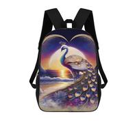 sinyumoney 3D Printed Backpack Magical Peacock Sunset Children's School Bags Book Bags Travel Lightweight Backpack Boys Girls School Bag for Middle School Students 17inch